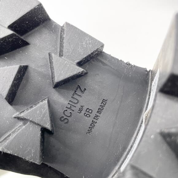 NEW Schutz Womens 6 Aretuza Black Suede & Shearling Combat Boots Waterproof - Picture 8 of 10